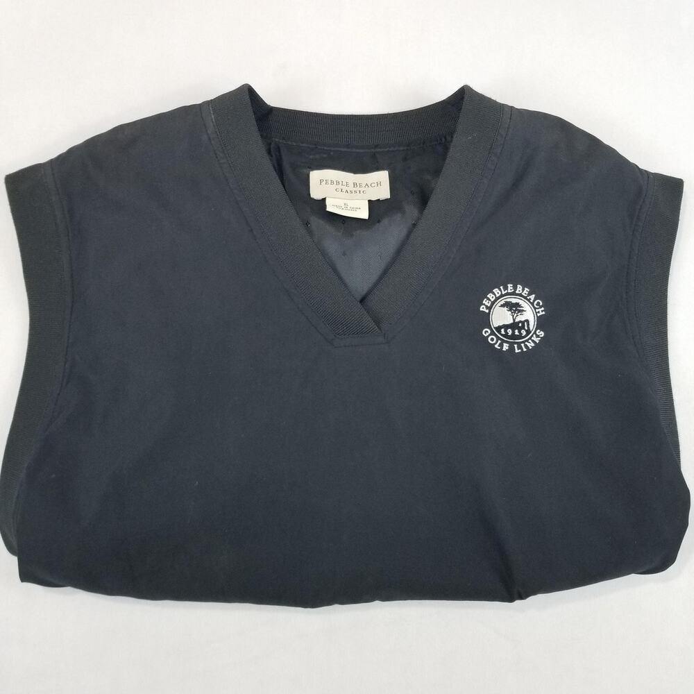 Pebble Beach Vest Mens XL Black Golf Windbreaker Pullover V Neck Classic
